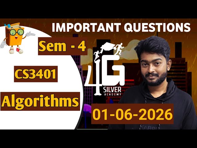 Algorithms Important Questions | CS3401 | Sem 4 | 01-06-2026 Exam 