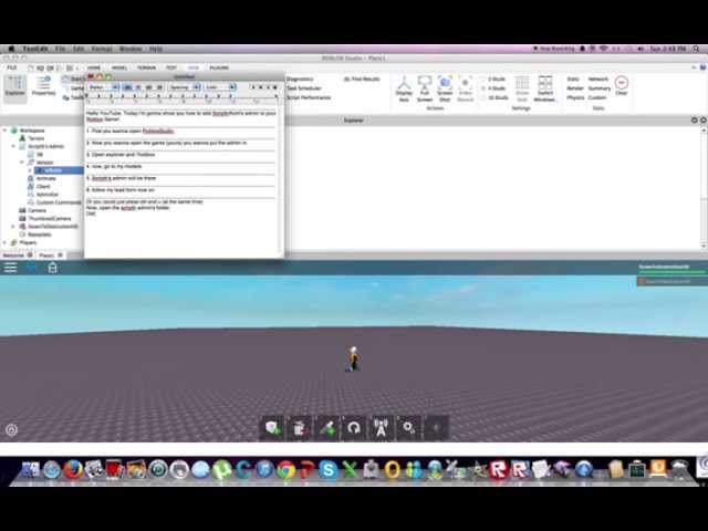 Roblox Game tutorial: How to add scripth's admin to your game (Mac OSX)