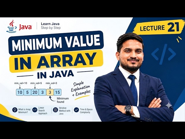 Minimum Value in Array in Java | Easy Program with Example | Lecture 21