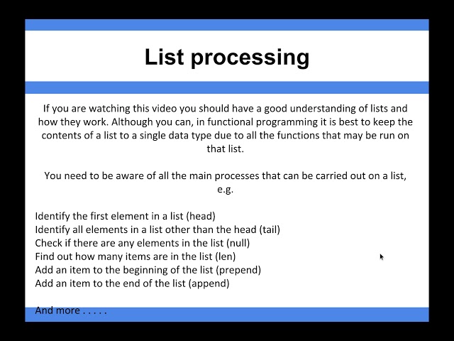 Functional Programming - List processing