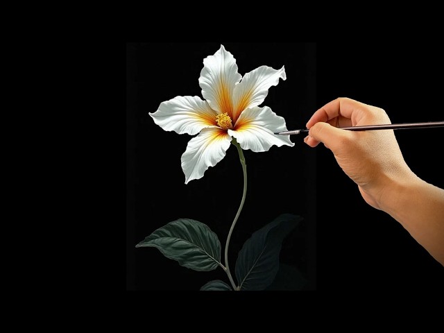 How to Paint a Hyper Realistic White Hibiscus in Acrylic | Easy Step-by-Step Painting Tutorial #265