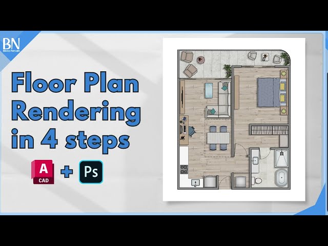 Floor Plan Rendering in 4 Easy Steps with AutoCAD and Photoshop.