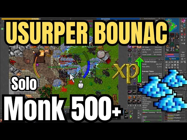 Tibia Monk Solo 500+ Usurper | Bounac (Profit + Exp)