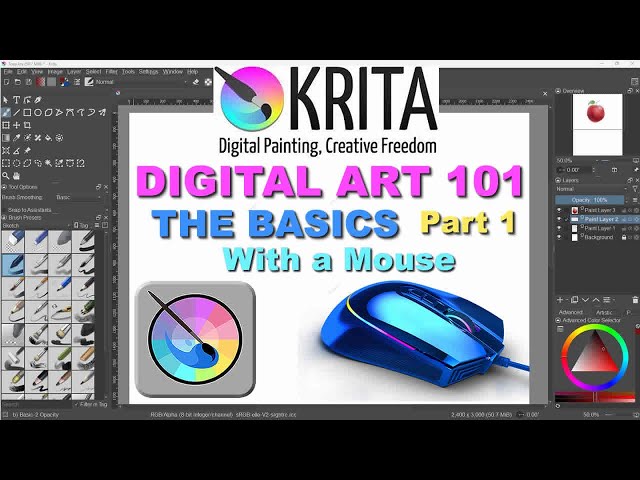 How to Use Krita with a Mouse for Beginners.  Digital Art for Beginners.  #krita #digitalart #madart