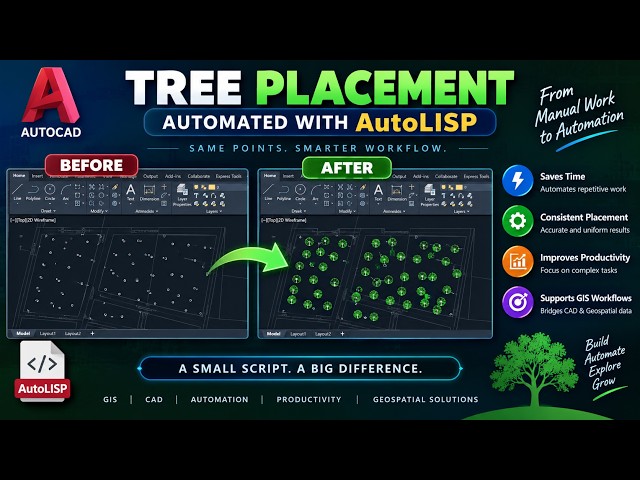 AutoCAD Tree Placement Automation with AutoLISP | GIS CAD Workflow