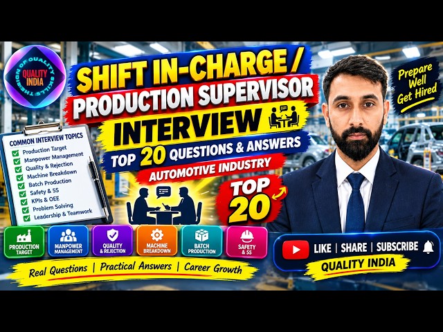 Shift In-Charge / Production Supervisor Interview | Top 20 Questions & Answers | Automotive Industry