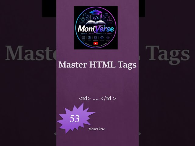 53  table Data #html #frontendcourse #webdevelopment #coding #htmltutorial