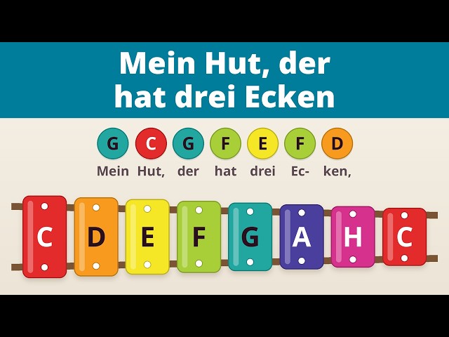 Mein Hut, der hat drei Ecken – Xylophon für Kinder | einfach mitspielen mit Farben