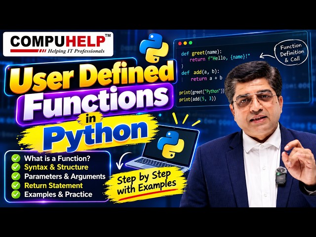 User Defined Functions in Python | Functions in Python Explained with Examples | Python Tutorial