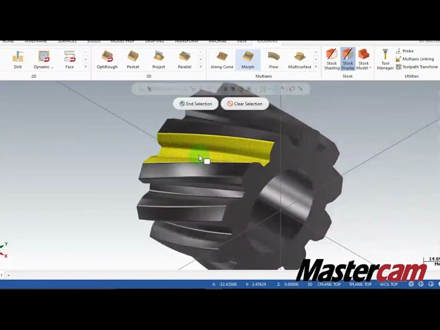 Mastercam(Multiaxis)-Creating a helical gear and Morph operation