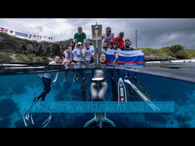 Alenka Artnik sets a freediving world record to 123 meters deep!