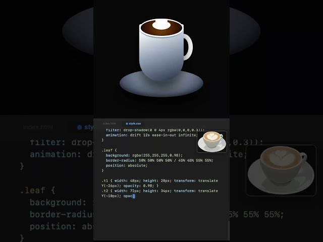 Recreating A Coffee Cup #coding #css #satisfying #shorts