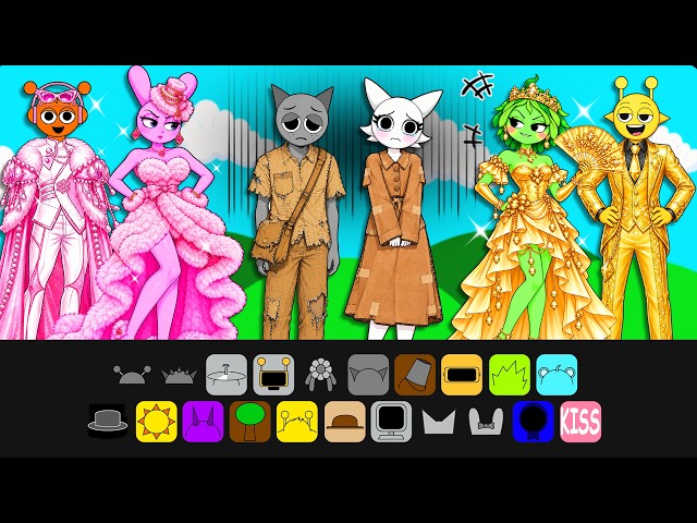 DIY Fashion Sprunki Paper Dolls 💛 Rich vs Poor Battle - Sprunki Couples Mansion Fashion Challenge