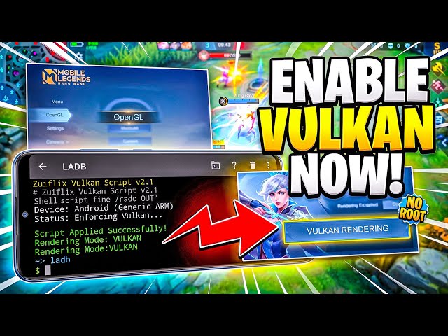 ENABLE VULKAN RENDERING IN MOBILE LEGENDS! ⚡ No Root Shell Script (FIX LAG & FPS DROP) 🚀