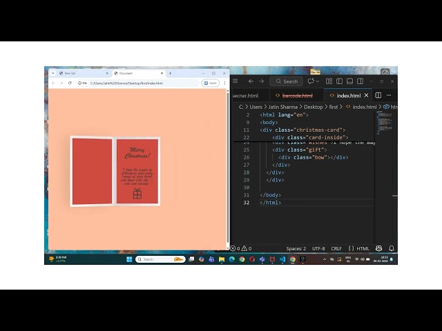 # Onclick animation #Merry Christmas Card #Html #CSS# Python #Javascript