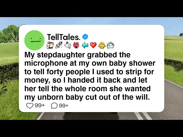 My stepdaughter grabbed the microphone at my own baby shower to tell forty people I used to strip...