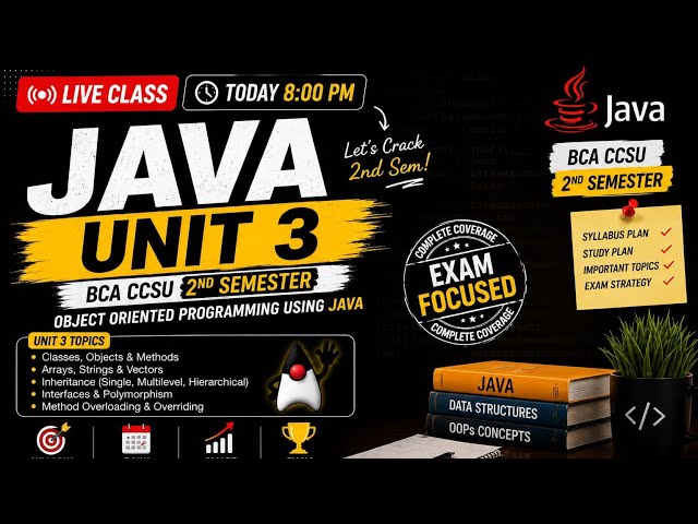 Java Unit 3 One Shot 🚀 | BCA 2nd Sem CCSU | Important Topics
