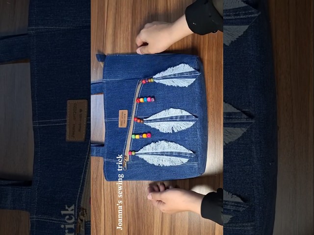I turned these jeans into a stylish bag🧵:Easy Tricks for Sewing a luxury bag ✂️#shorts#patchwork