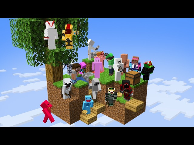I Put 19 YouTubers on HARDCORE Skyblock