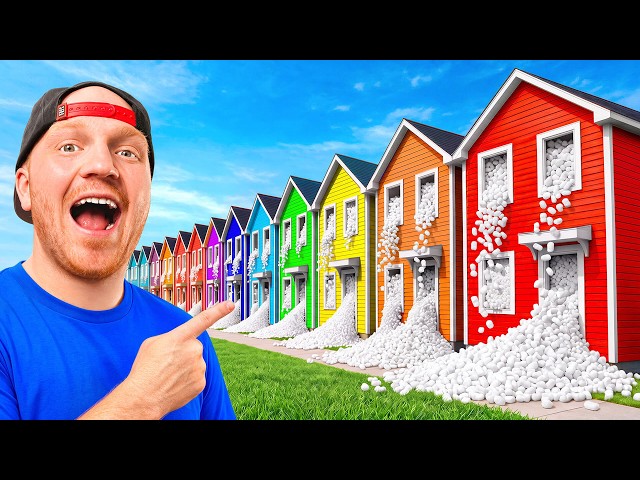 I Filled 10 Houses With Packing Peanuts!