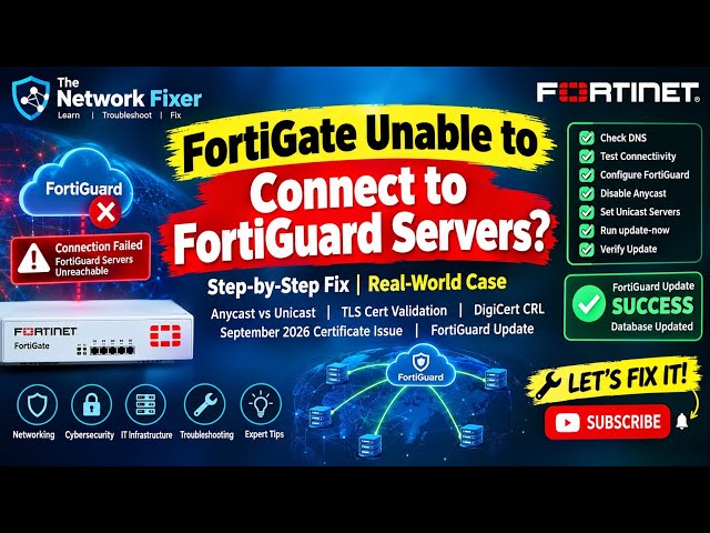 How to Fix FortiGate Unable to Connect to FortiGuard Servers | FortiGuard Anycast Issue