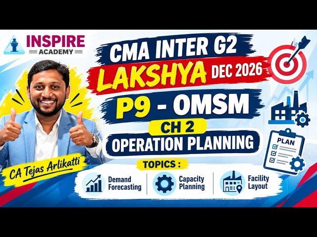 CMA Inter G2 | P9 - OMSM Ch 2 Part 1 | Revision For Dec 26 Exam | CA TEJAS ARLIKATTI #cmainter