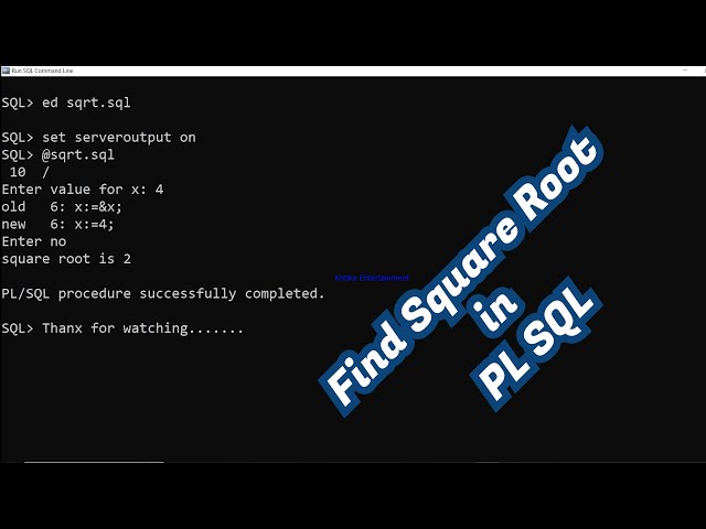 Find square root of number in PL SQL | PL/SQL Basic program
