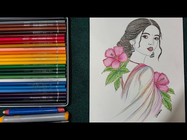 Beautiful Girl Drawing 🌺🩷 | Easy Step by Step Drawing Tutorial|Best drawing#art#drawing#flowers#girl