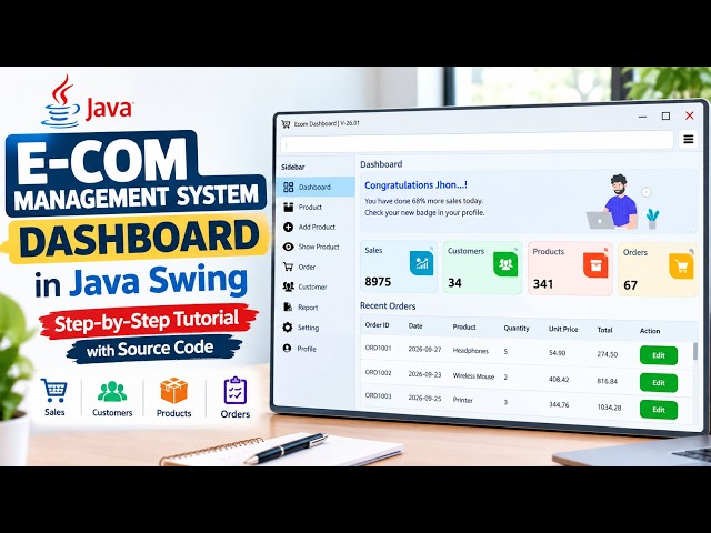 E-Com Management System Dashboard in Java Swing | Step-by-Step Tutorial with Source Code