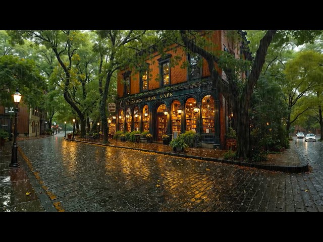 Deep & Smooth Jazz at a Rainy Bookstore Café Street 🌧️ Cozy Ambience for Reading ,Focus & Calm Mind☕