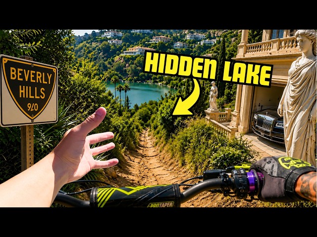 Riding the SECRET trails of BEVERLY HILLS to a HIDDEN LAKE (E-Bike POV)