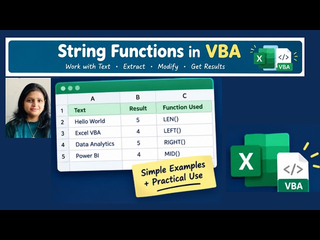 VBA String Functions Explained with Examples| |VBA for Beginners #VBA #ExcelVBA #StringFunctions