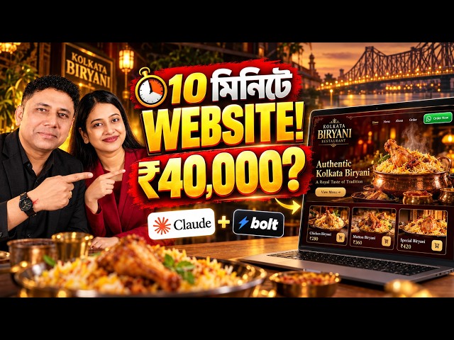 10 মিনিটে Restaurant Website বানিয়ে ₹40,000 Charge? | Claude AI + Bolt, Zero Coding