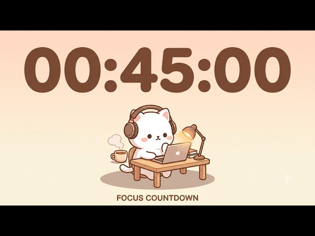 45 Minute Timer 🐱 | Deep Work Study Timer with Lofi Beats