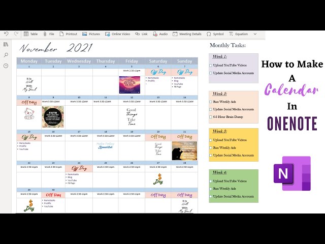 How to organize your Calendar In OneNote | Design a Calendar In OneNote