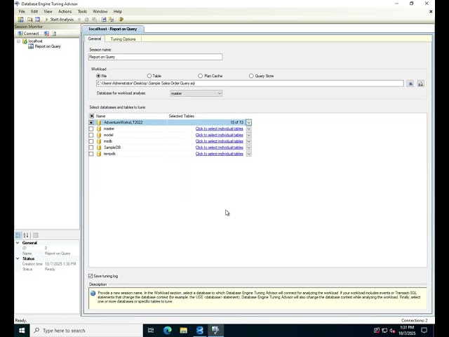 Query execution plans and the Database Engine Tuning Advisor