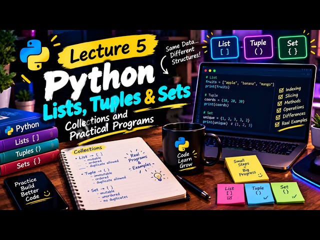 Lecture 5: Python Lists, Tuples & Sets - Collections and Practical Programs