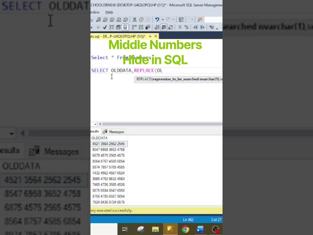 Middle Numbers Hide in SQL with Replace Function