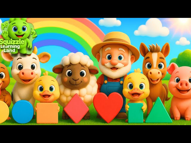 Old MacDonald Had A Farm (Learning Shapes) - kids Educational Song
