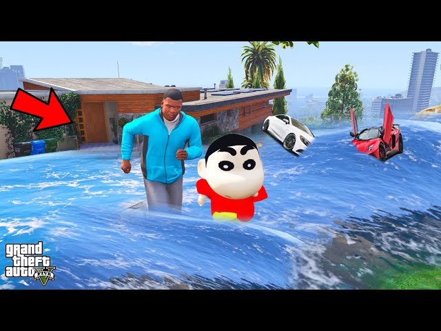 Franklin and Shinchan Survive or Stuggle Tsunami & Shinchan Lost IN GTA V