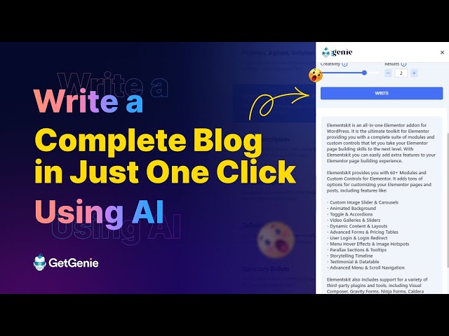 One Click Blog Generator | Write a Complete Blog in Just One Click using Ai | GetGenie
