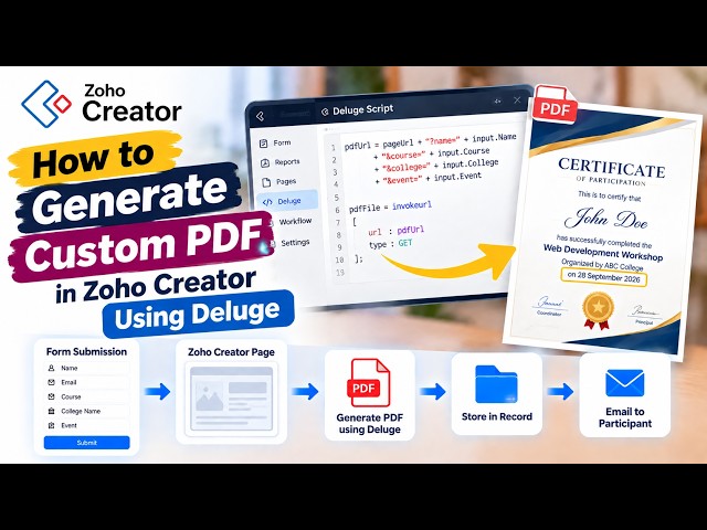 How to Generate Custom PDF in Zoho Creator Using Deluge