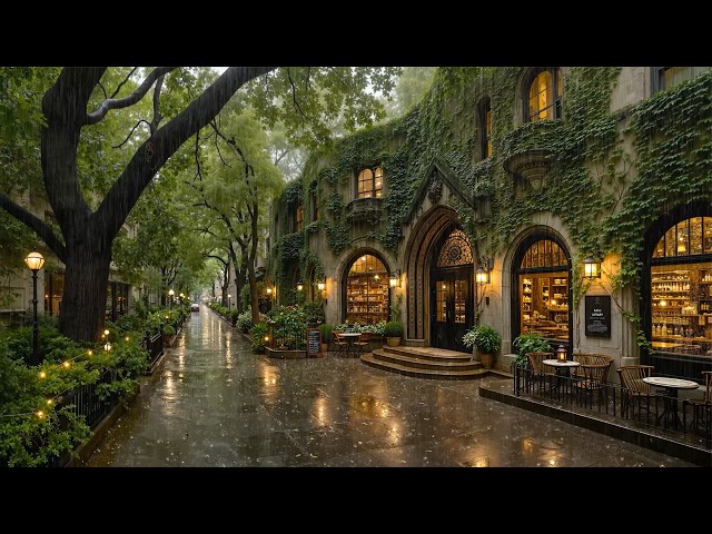 Gentle Rainy Jazz in a Cozy Gothic Café Bakery Street 🌧️ Jazz Playlist for Unwind & Quiet Evenings ☕