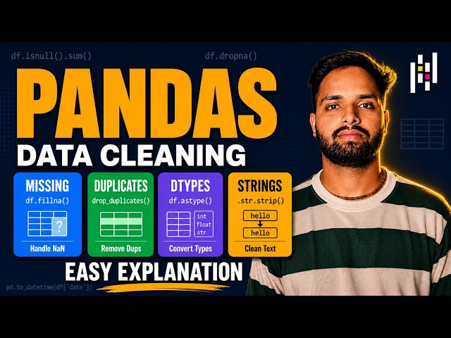 Pandas Data Cleaning in Hindi | Missing Values, Duplicates, Data Types | Data Science Tutorial