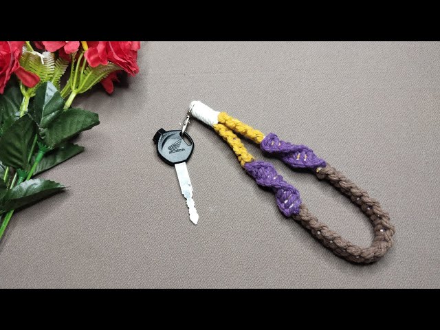 DIY Easy Macrame Wristlet Strap | Macrame Keychain Tutorial Easy for Beginners
