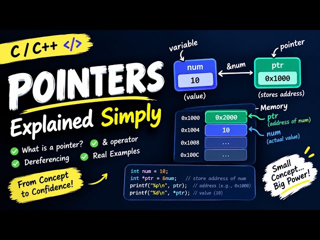 POINTERS Explained Simply 🚀 | Memory, & and * Operators | C/C++ #shorts