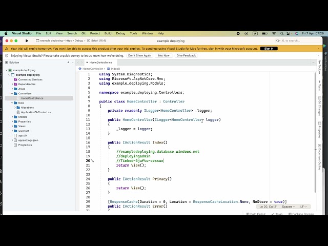 How to host/deploy ASP.NET MVC Web Application with Azure SQL Server Database completely to Azure