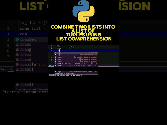 Combine Two Lists into List of Tuples  #pythonlearning #python #pythonforbeginners #shorts