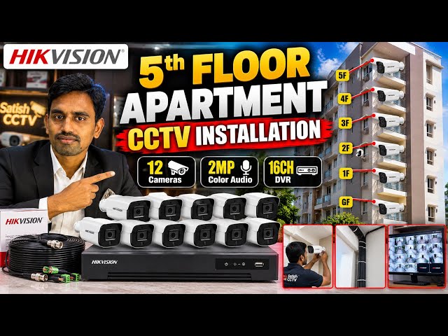     Hikvision 16CH DVR + 12 Cameras | 5 Floor Apartment CCTV Installation#cctvcamera 