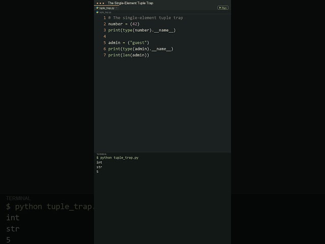 The Single-Element Tuple Trap in Python! ⚠️ #python #programming #coding #developer